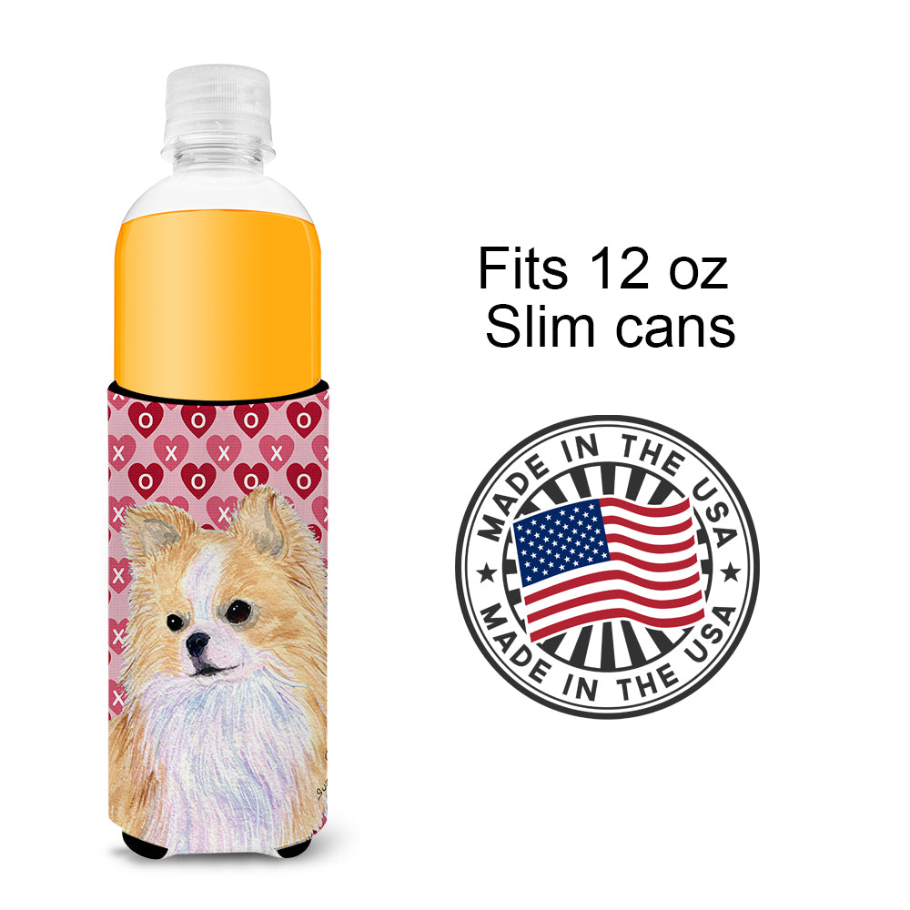 Chihuahua Hearts Love and Valentine's Day Portrait Ultra Beverage Insulators for slim cans SS4473MUK.