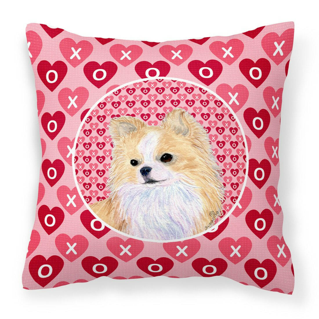 Chihuahua Hearts Love and Valentine's Day Portrait Fabric Decorative Pillow SS4473PW1414 by Caroline's Treasures
