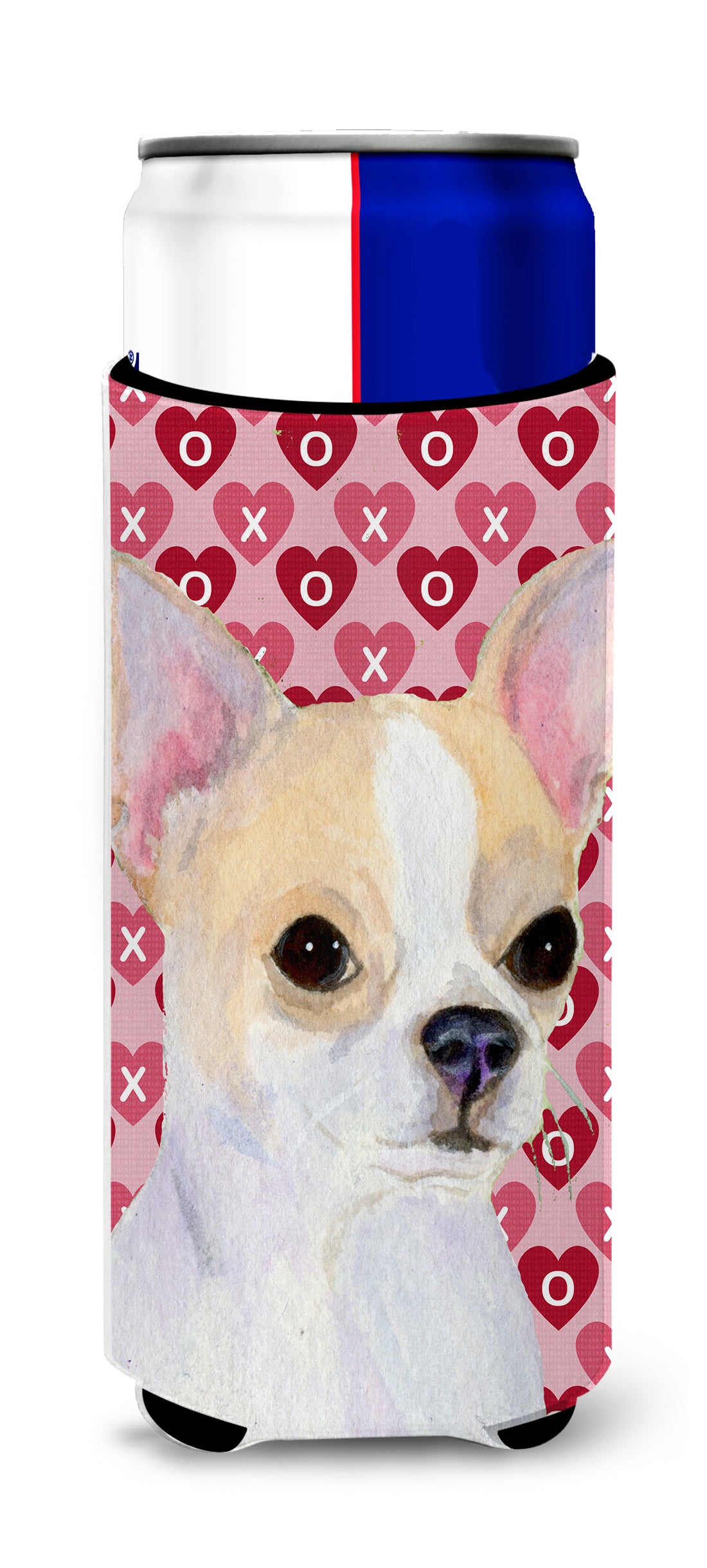 Chihuahua Hearts Love and Valentine&#39;s Day Portrait Ultra Beverage Insulators for slim cans SS4474MUK.