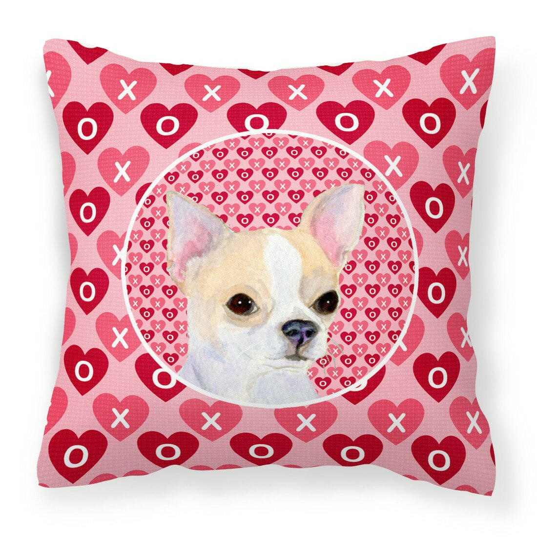 Chihuahua Hearts Love and Valentine&#39;s Day Portrait Fabric Decorative Pillow SS4474PW1414 by Caroline&#39;s Treasures
