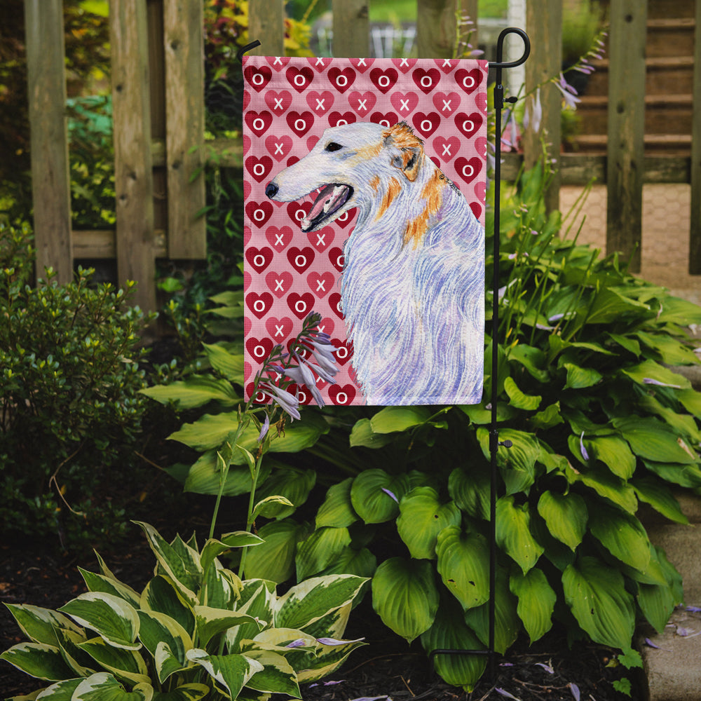 Caroline's Treasures Borzoi Hearts Love and Valentine's Day Portrait Garden Flag – Decorative Outdoor Yard Flag