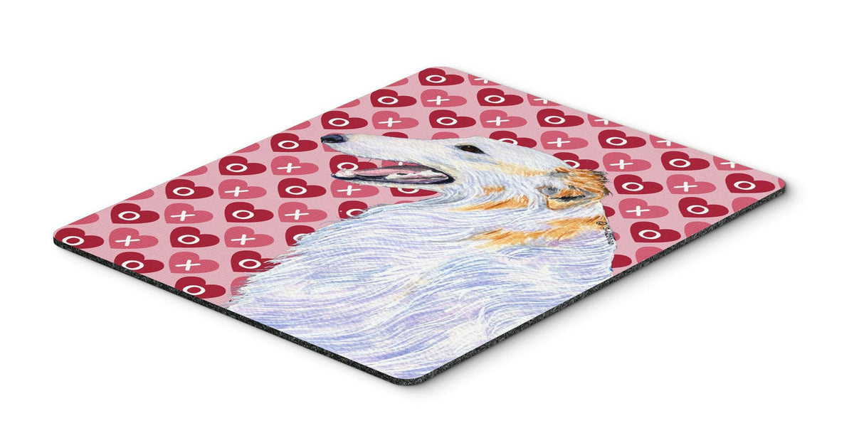 Borzoi Hearts Love and Valentine&#39;s Day Portrait Mouse Pad, Hot Pad or Trivet by Caroline&#39;s Treasures