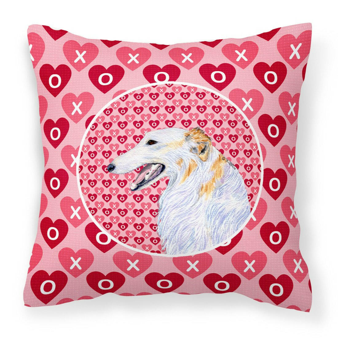 Borzoi Hearts Love and Valentine&#39;s Day Portrait Fabric Decorative Pillow SS4475PW1414 by Caroline&#39;s Treasures