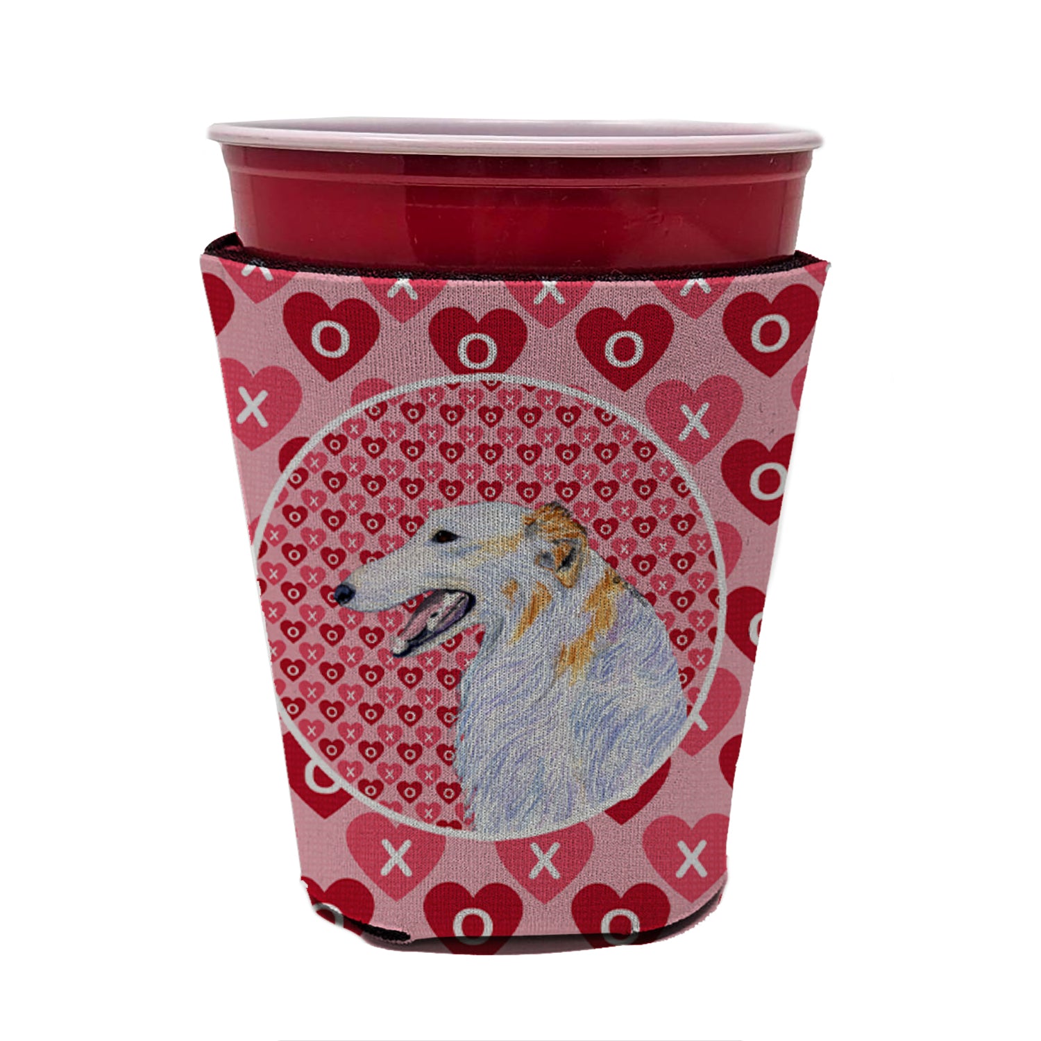 Borzoi  Red Cup Beverage Insulator Hugger