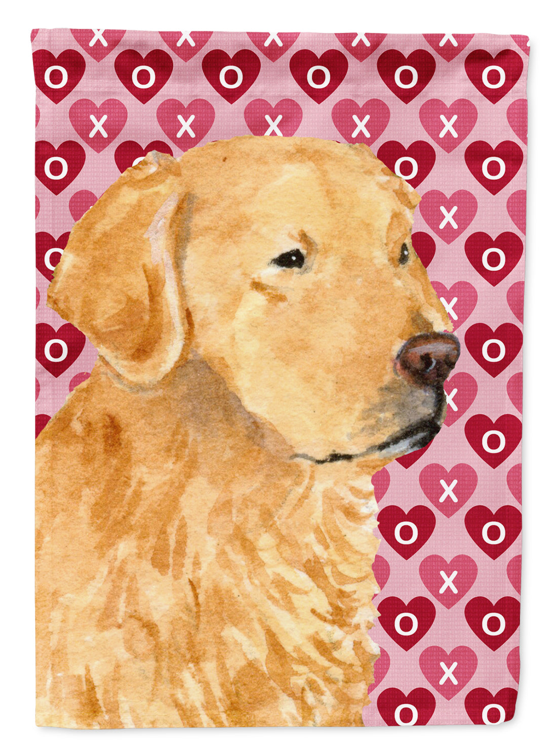Golden Retriever Hearts Love and Valentine&#39;s Day  Flag Canvas House Size