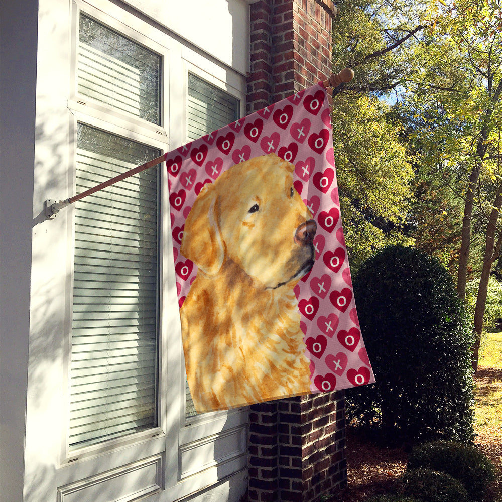 Golden Retriever Hearts Love and Valentine's Day  Flag Canvas House Size