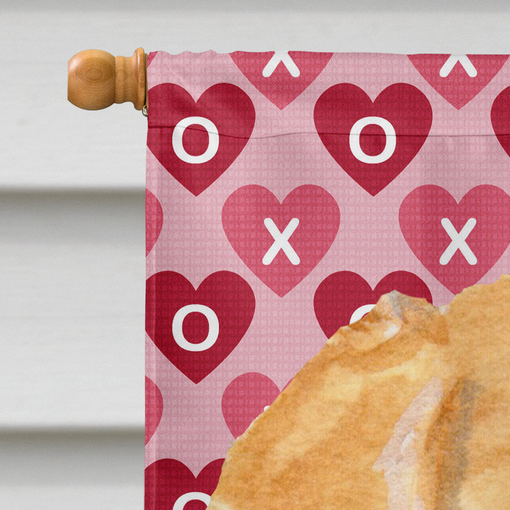 Golden Retriever Hearts Love and Valentine's Day  Flag Canvas House Size  the-store.com.