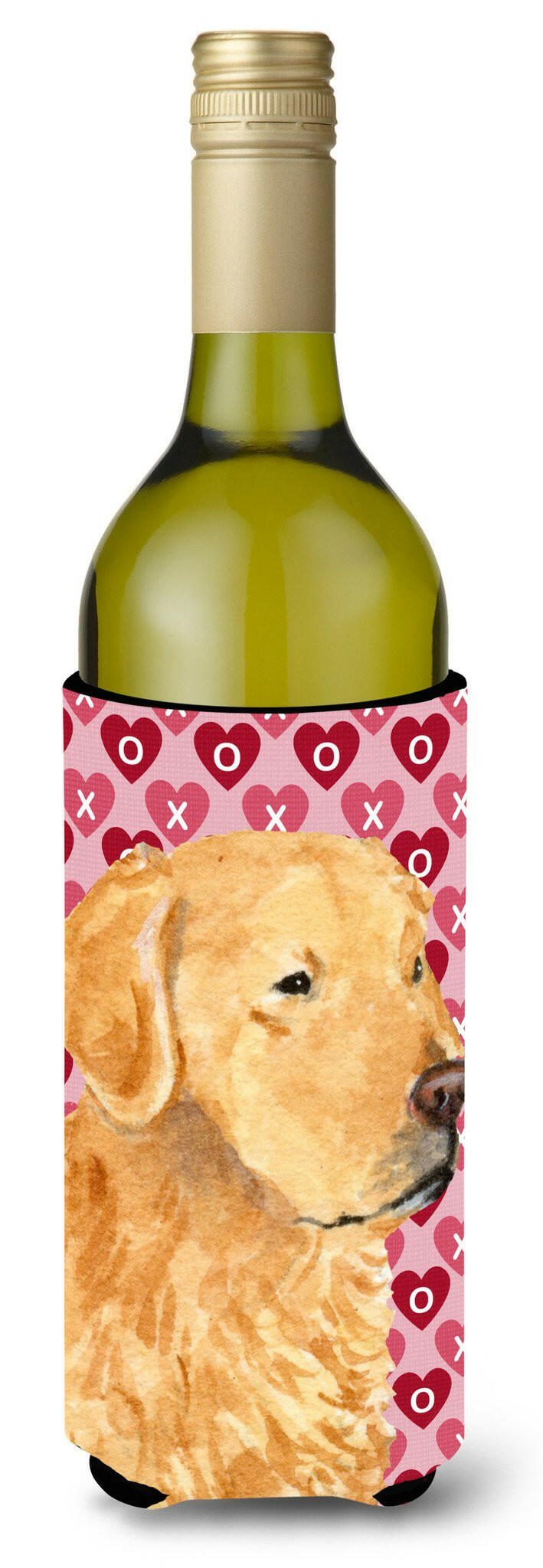 Golden Retriever Hearts Love Valentine&#39;s Day Wine Bottle Beverage Insulator Beverage Insulator Hugger by Caroline&#39;s Treasures