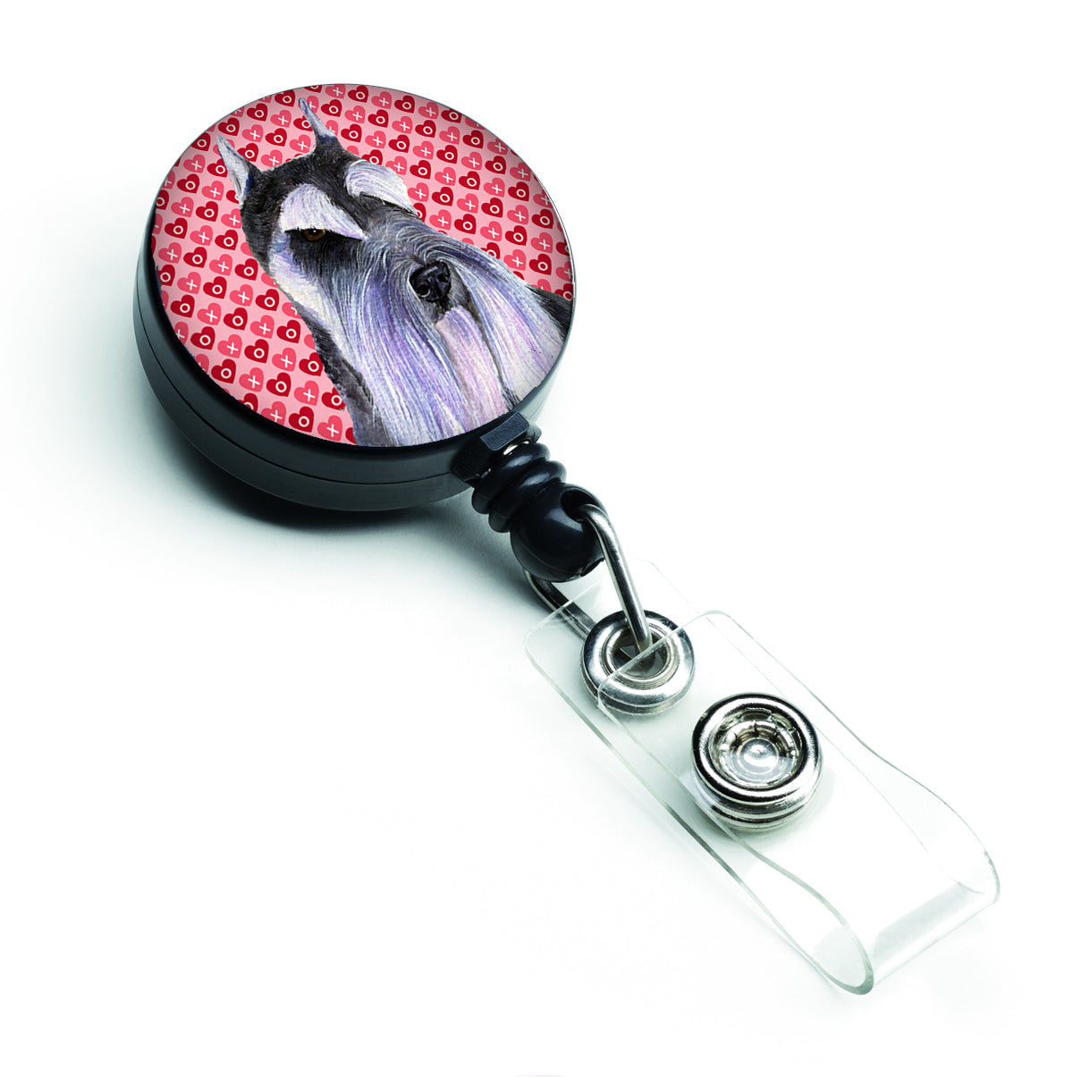 Schnauzer Love  Retractable Badge Reel or ID Holder with Clip.