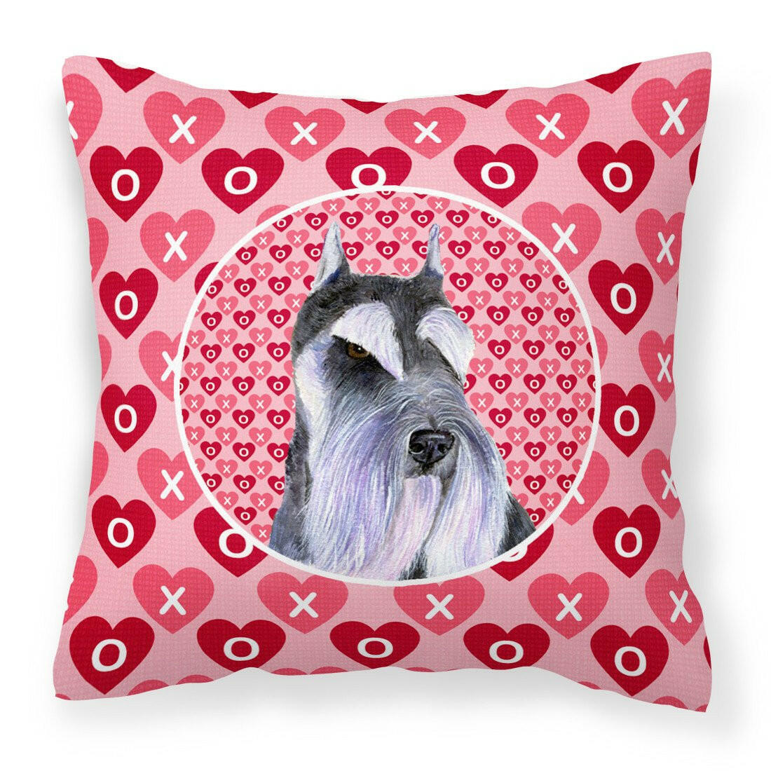 Schnauzer Hearts Love and Valentine&#39;s Day Portrait Fabric Decorative Pillow SS4477PW1414 by Caroline&#39;s Treasures