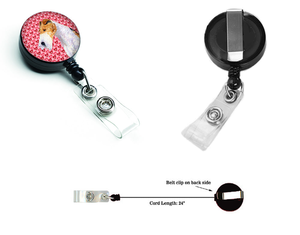 Fox Terrier Love Retractable Badge Reel or ID Holder with Clip.