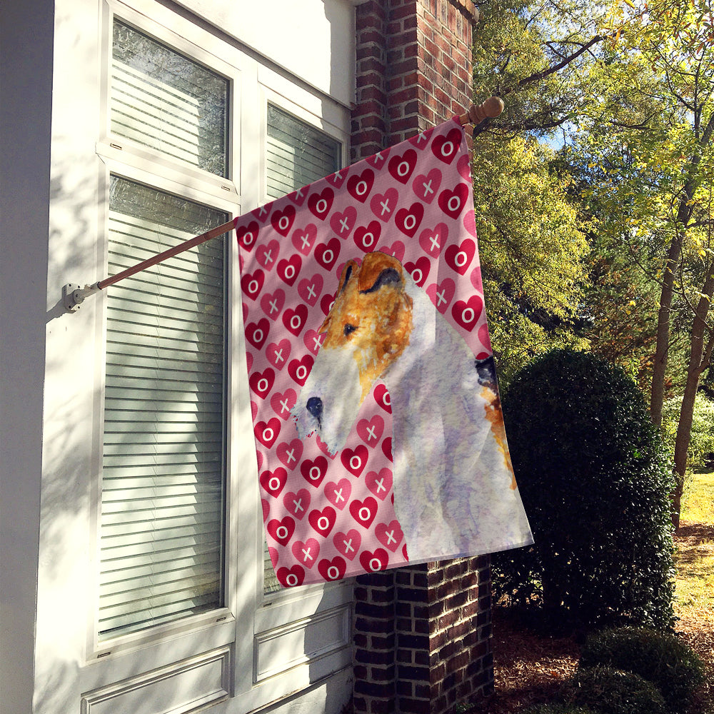 Fox Terrier Hearts Love and Valentine's Day Portrait Flag Canvas House Size