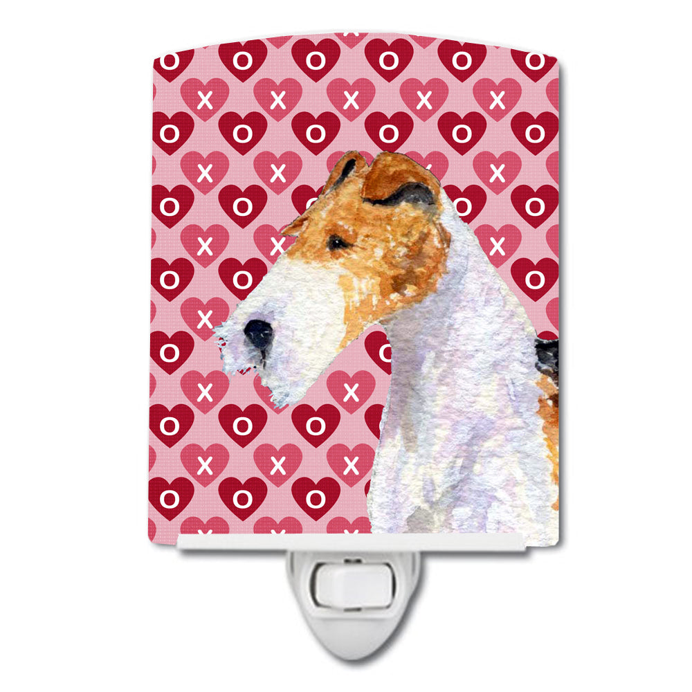 Fox Terrier Hearts Love and Valentine&#39;s Day Portrait Ceramic Night Light SS4478CNL - the-store.com