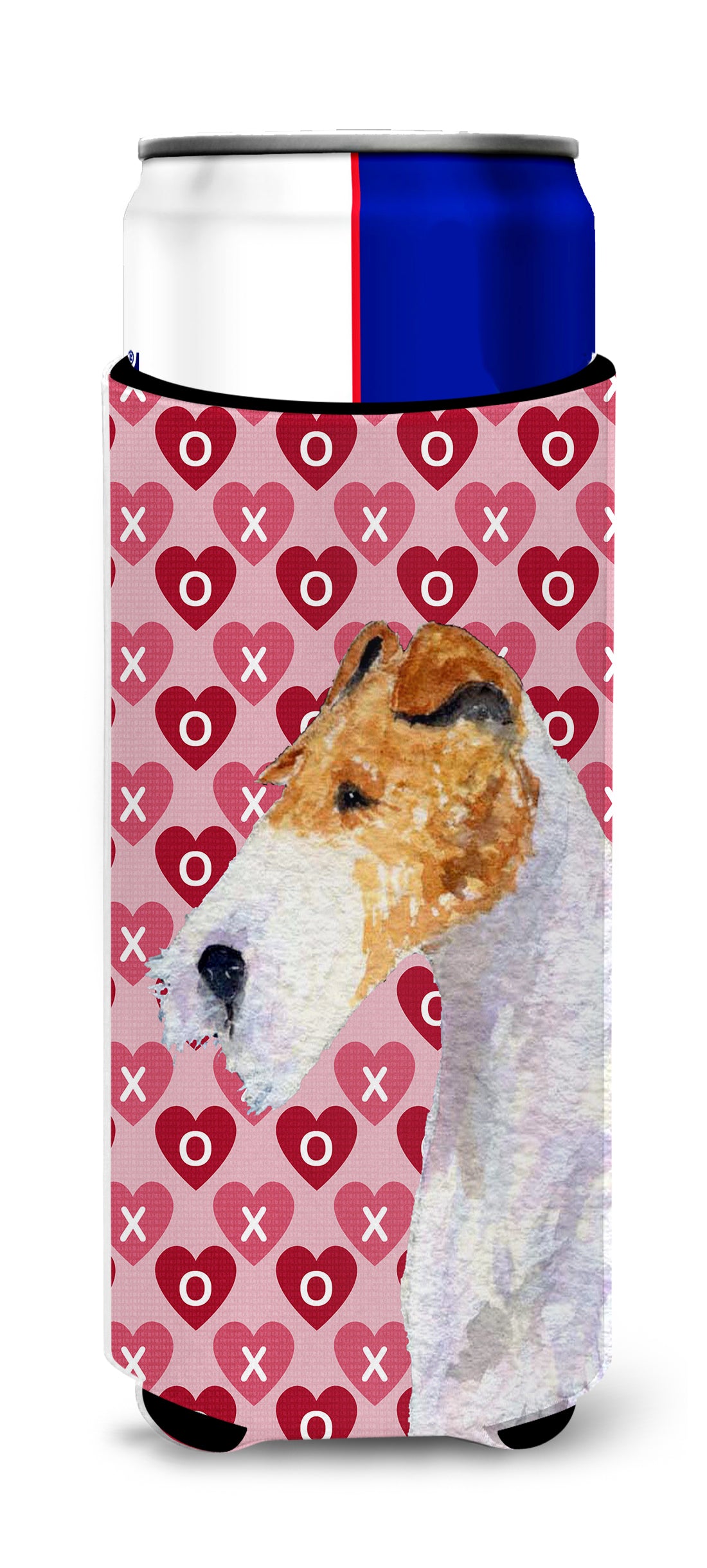 Fox Terrier Hearts Love and Valentine&#39;s Day Portrait Ultra Beverage Insulators for slim cans SS4478MUK.