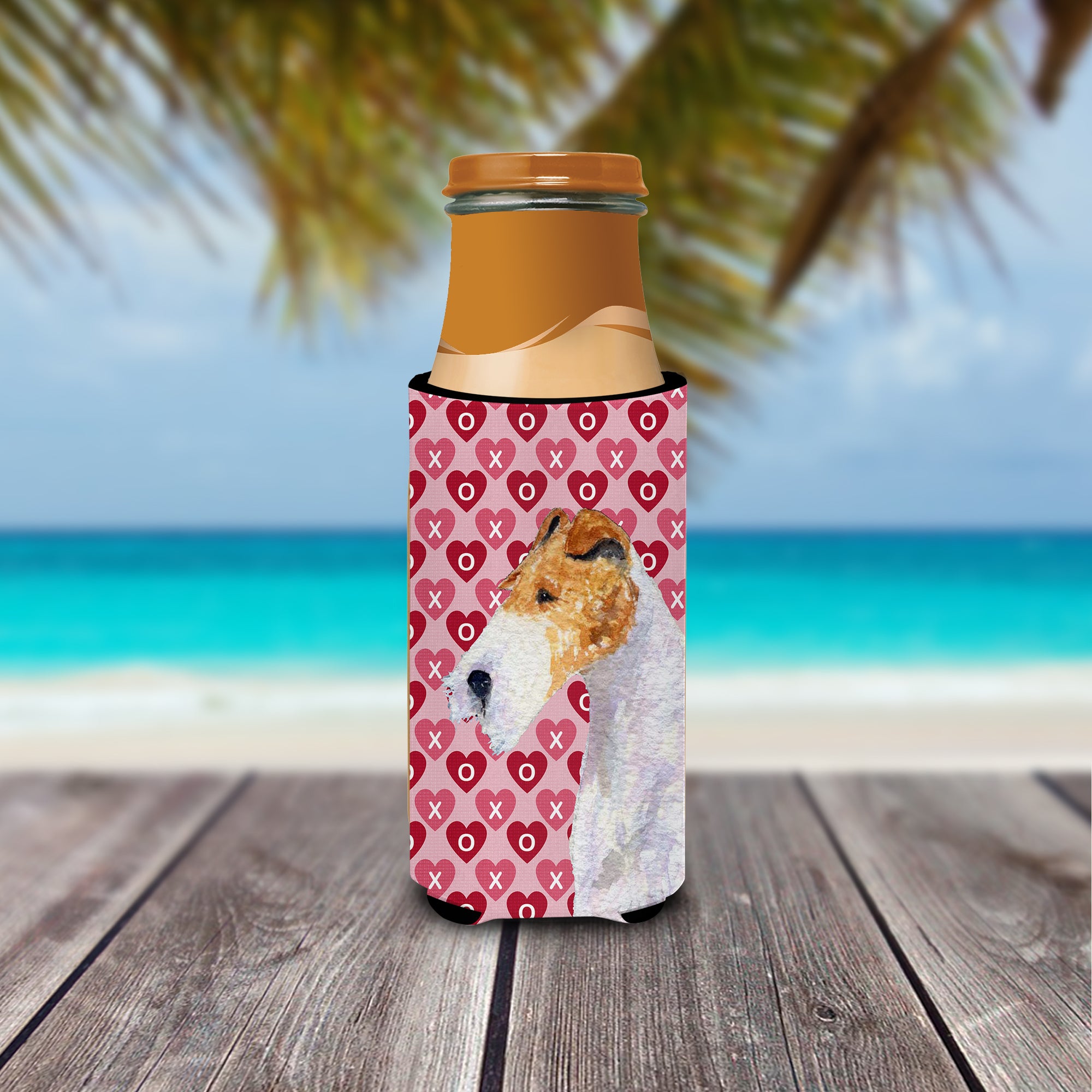 Fox Terrier Hearts Love and Valentine's Day Portrait Ultra Beverage Insulators for slim cans SS4478MUK.