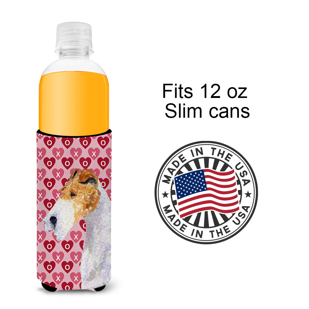 Fox Terrier Hearts Love and Valentine's Day Portrait Ultra Beverage Insulators for slim cans SS4478MUK.