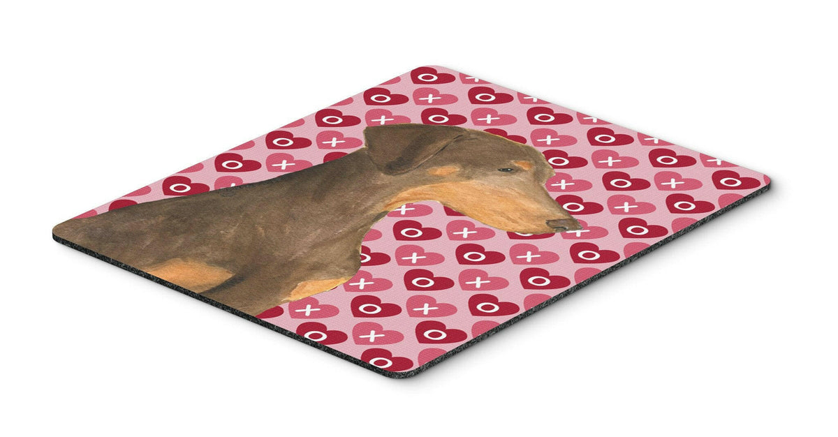 Doberman Hearts Love and Valentine&#39;s Day Portrait Mouse Pad, Hot Pad or Trivet by Caroline&#39;s Treasures
