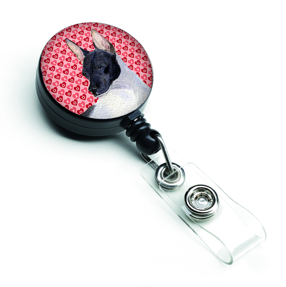 Rat Terrier Love Retractable Badge Reel or ID Holder with Clip.