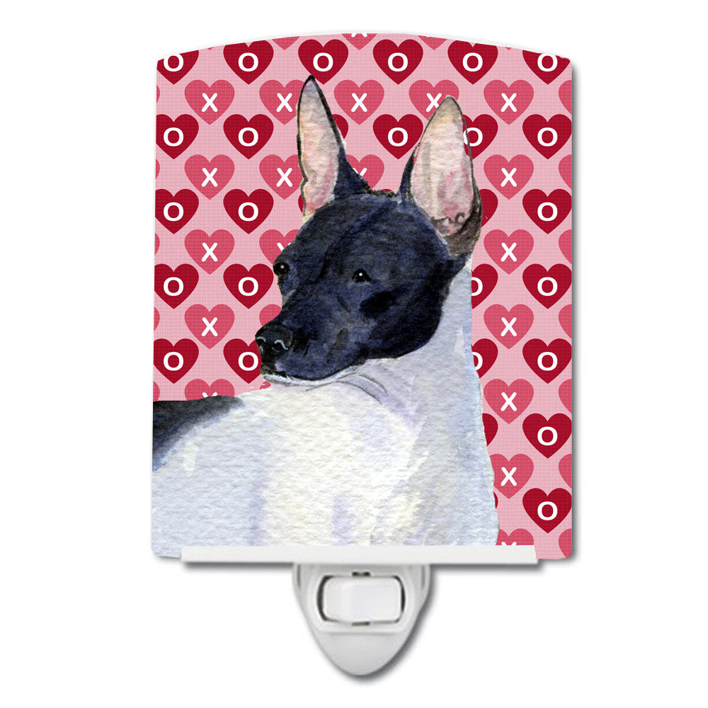 Rat Terrier Hearts Love and Valentine&#39;s Day Portrait Ceramic Night Light SS4480CNL - the-store.com
