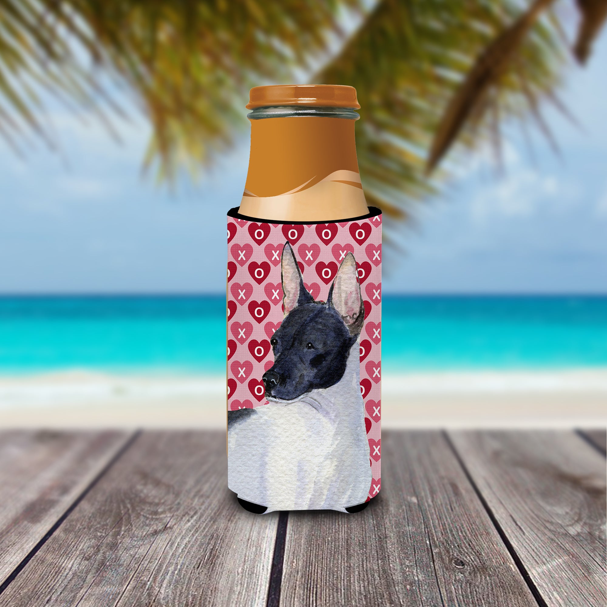 Rat Terrier Hearts Love and Valentine's Day Portrait Ultra Beverage Insulators for slim cans SS4480MUK.