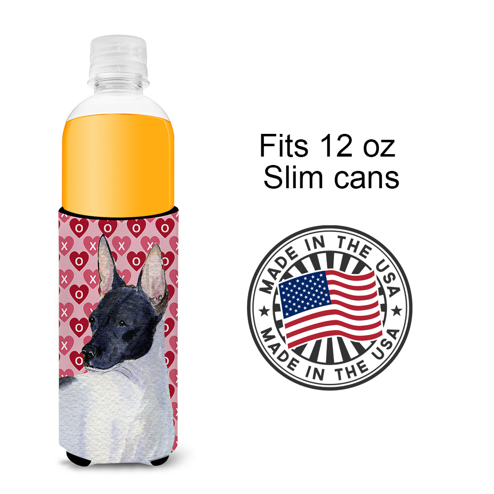 Rat Terrier Hearts Love and Valentine's Day Portrait Ultra Beverage Insulators for slim cans SS4480MUK.