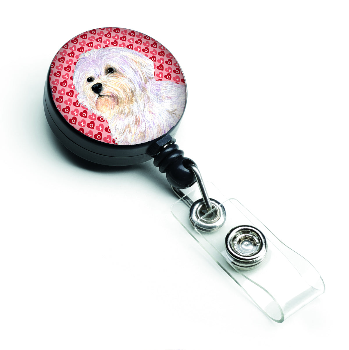 Maltese Love Retractable Badge Reel or ID Holder with Clip
