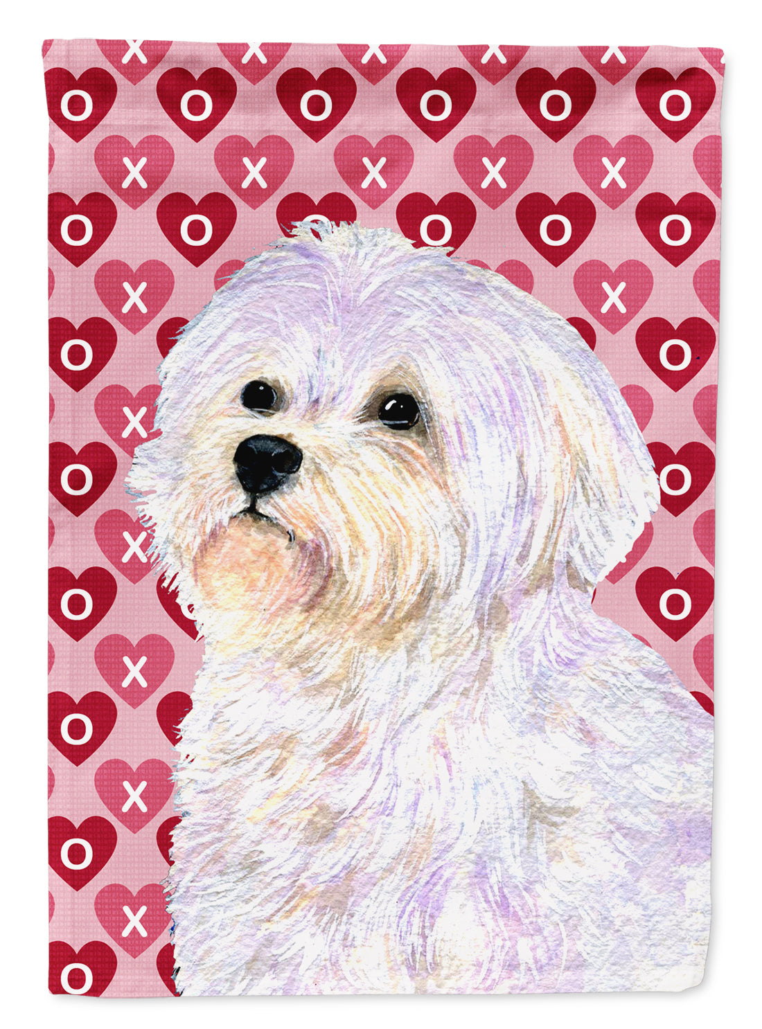 Maltese Hearts Love and Valentine&#39;s Day Portrait Flag Canvas House Size  the-store.com.