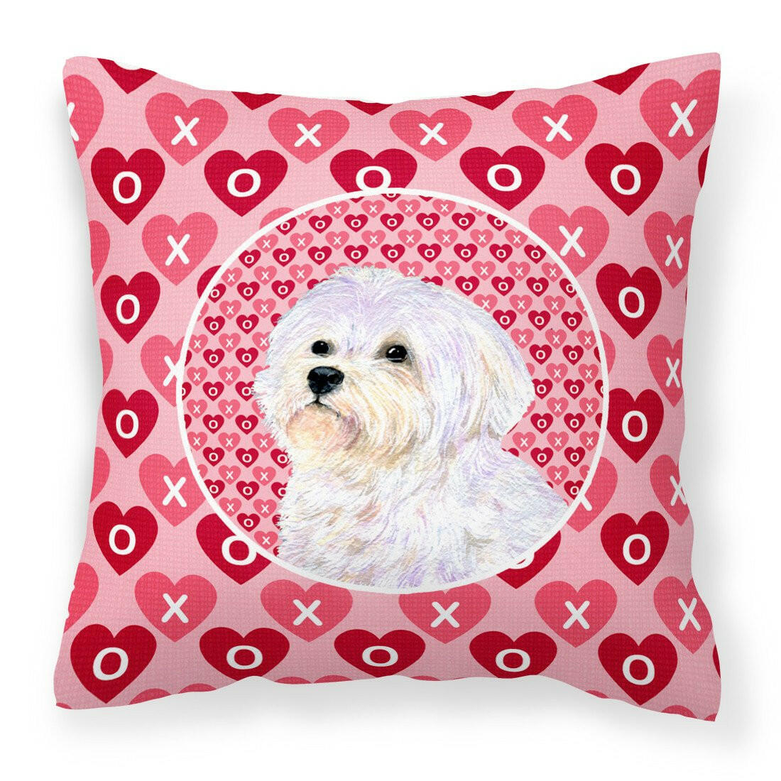 Maltese Hearts Love and Valentine&#39;s Day Portrait Fabric Decorative Pillow SS4481PW1414 by Caroline&#39;s Treasures