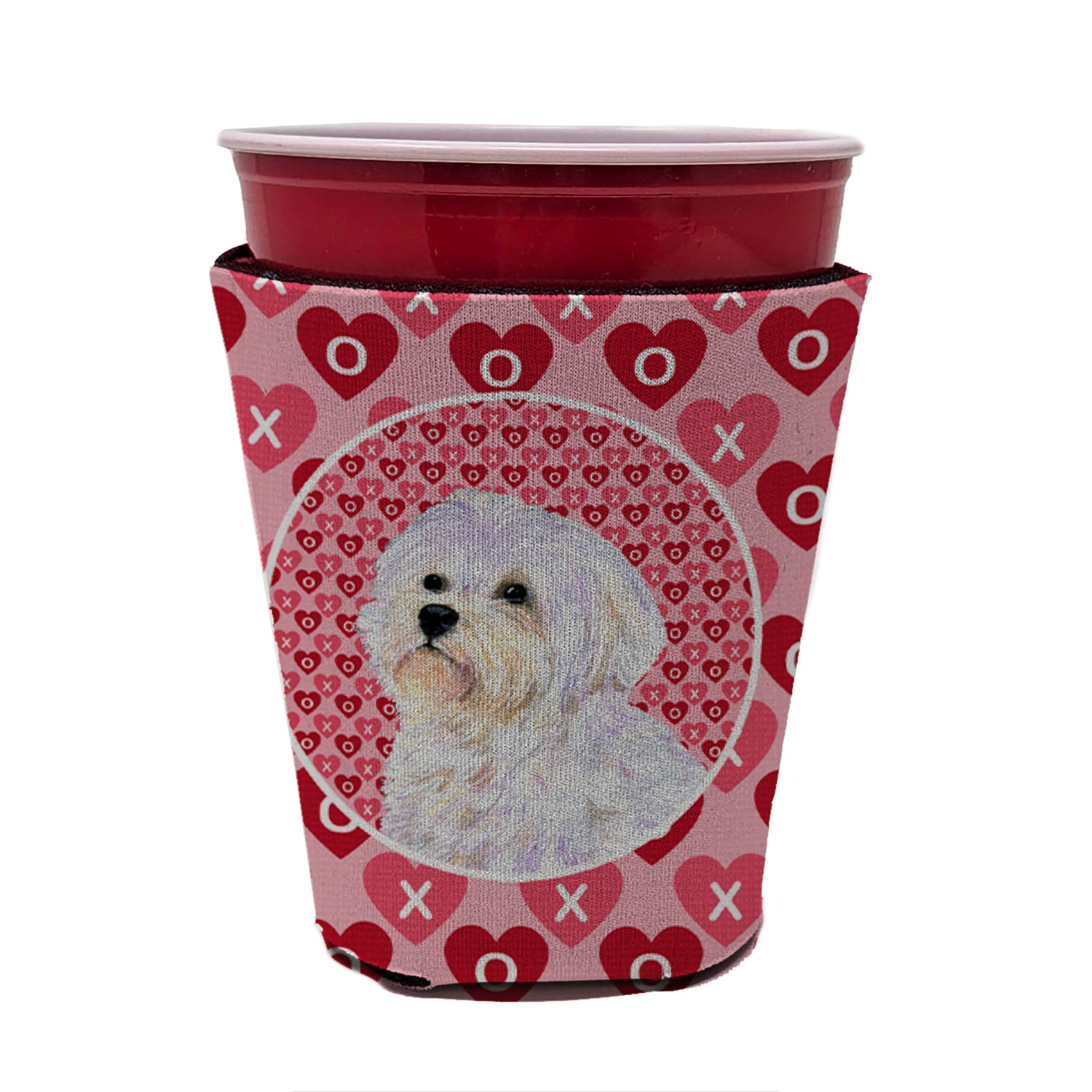 Maltese  Red Cup Beverage Insulator Hugger  the-store.com.