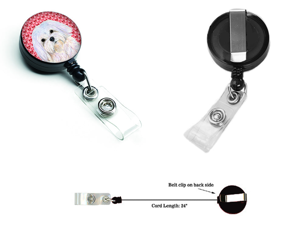 Maltese Love Retractable Badge Reel or ID Holder with Clip