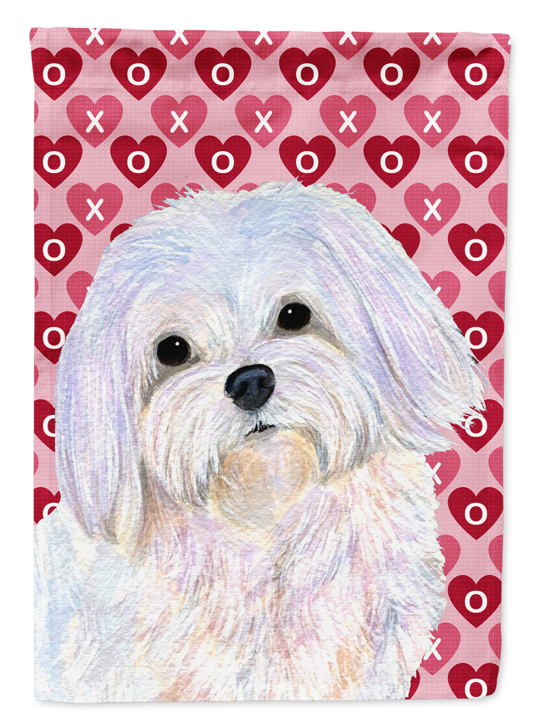 Maltese Hearts Love and Valentine&#39;s Day Portrait Flag Canvas House Size