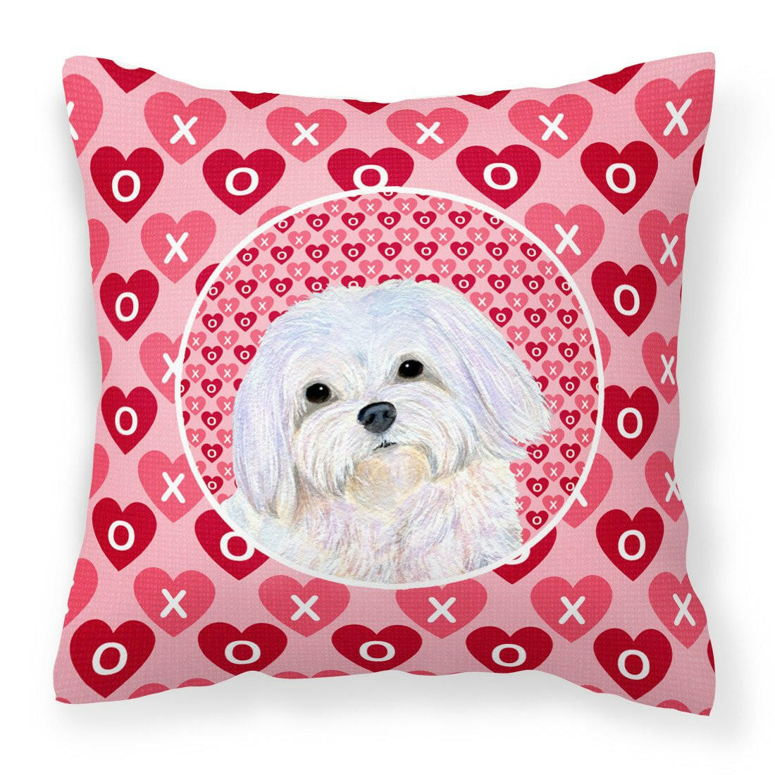 Maltese Hearts Love and Valentine&#39;s Day Portrait Fabric Decorative Pillow SS4482PW1414 by Caroline&#39;s Treasures