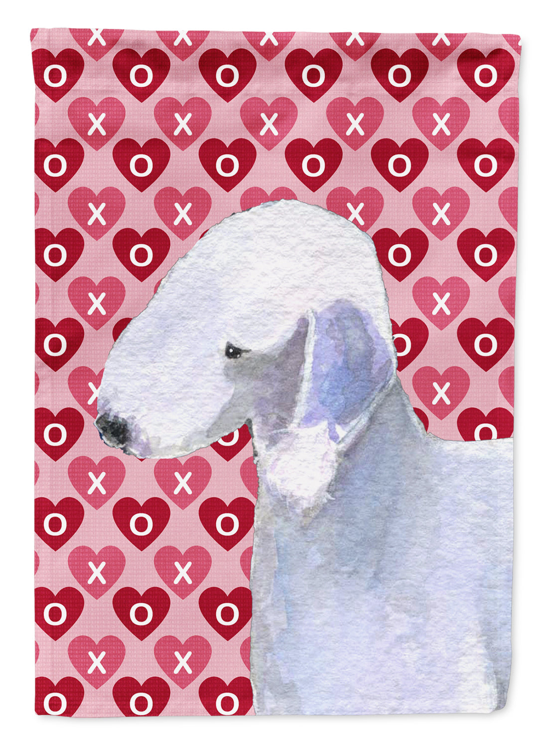 Bedlington Terrier Hearts Love and Valentine&#39;s Day Portrait Flag Garden Size