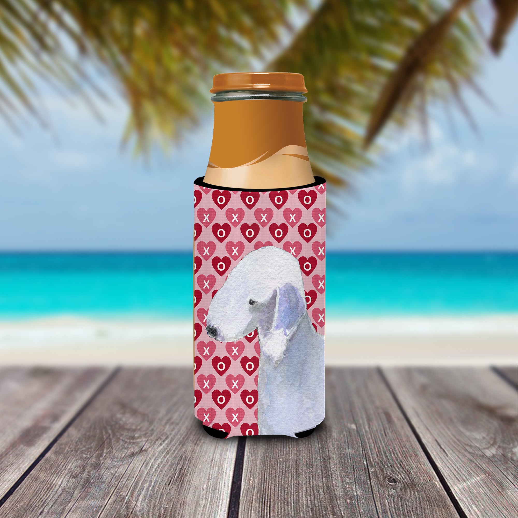 Bedlington Terrier Hearts Love and Valentine's Day Portrait Ultra Beverage Insulators for slim cans SS4483MUK