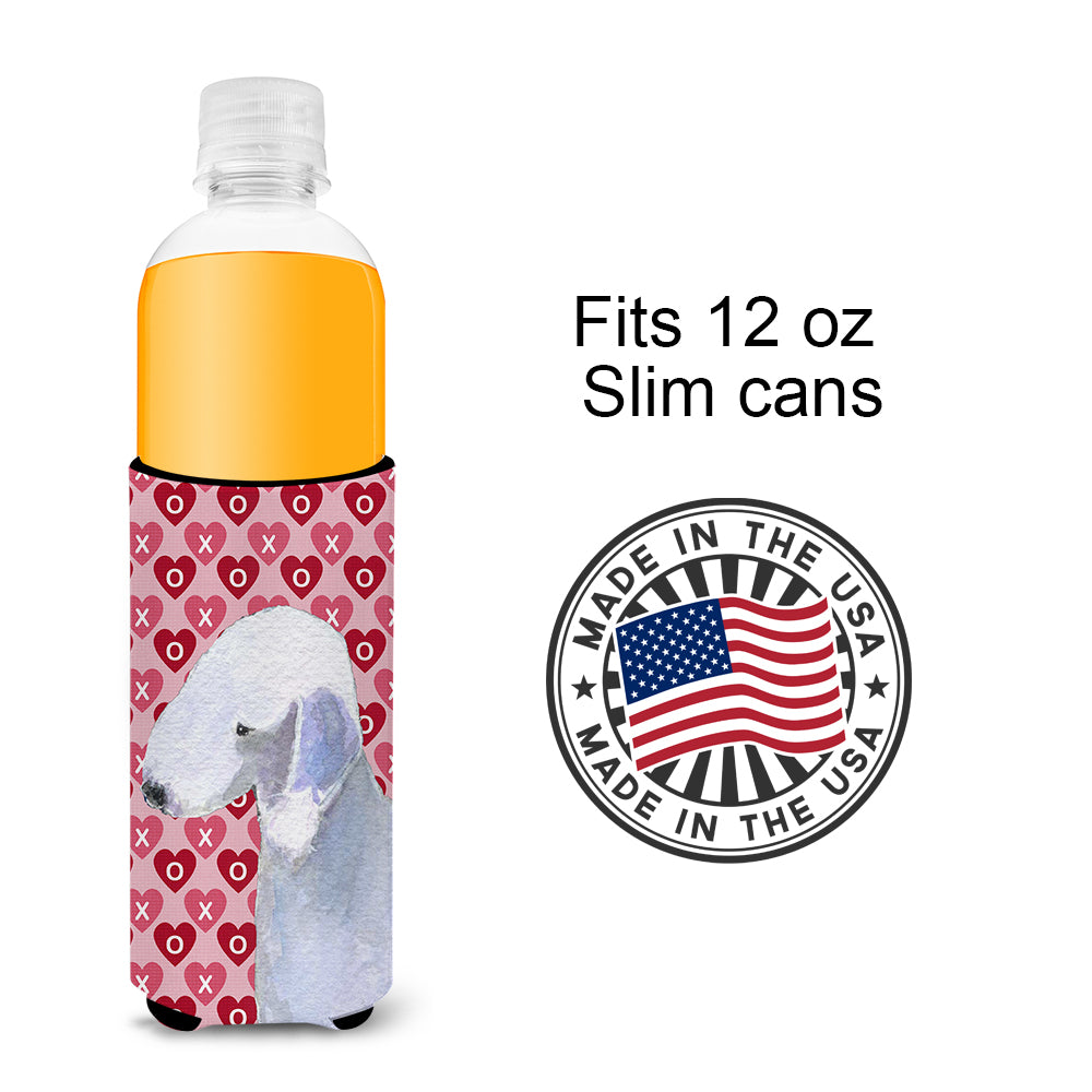 Bedlington Terrier Hearts Love and Valentine's Day Portrait Ultra Beverage Insulators for slim cans SS4483MUK.