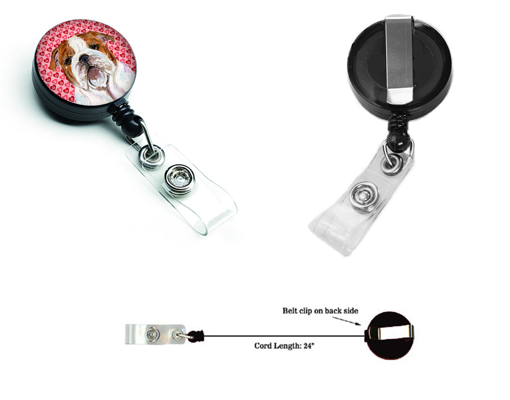 Bulldog English Love Retractable Badge Reel or ID Holder with Clip.