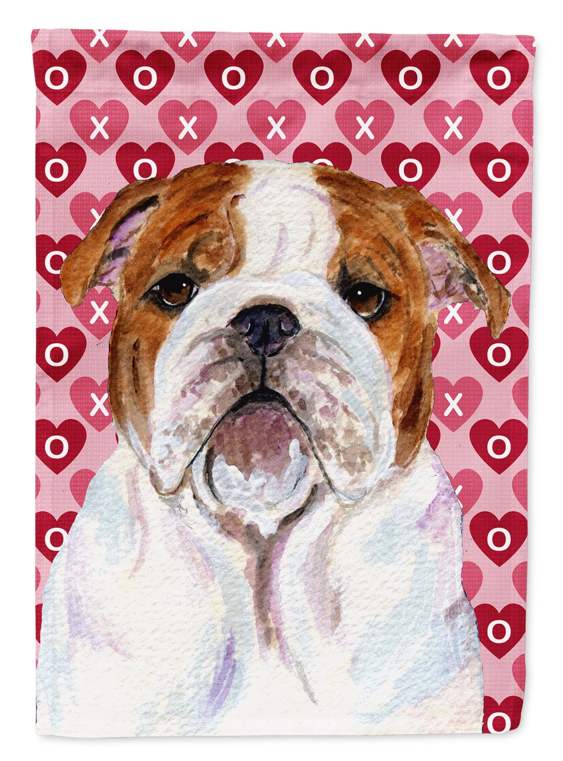 Bulldog English Hearts Love Valentine&#39;s Day Flag Canvas House Size  the-store.com.
