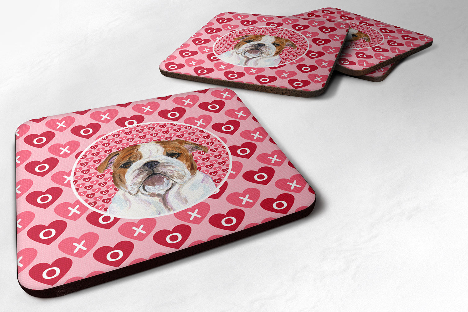 Caroline's Treasures Bulldog English Coasters - Set of 4 Lightweight Foam, Absorbent Drink Coasters