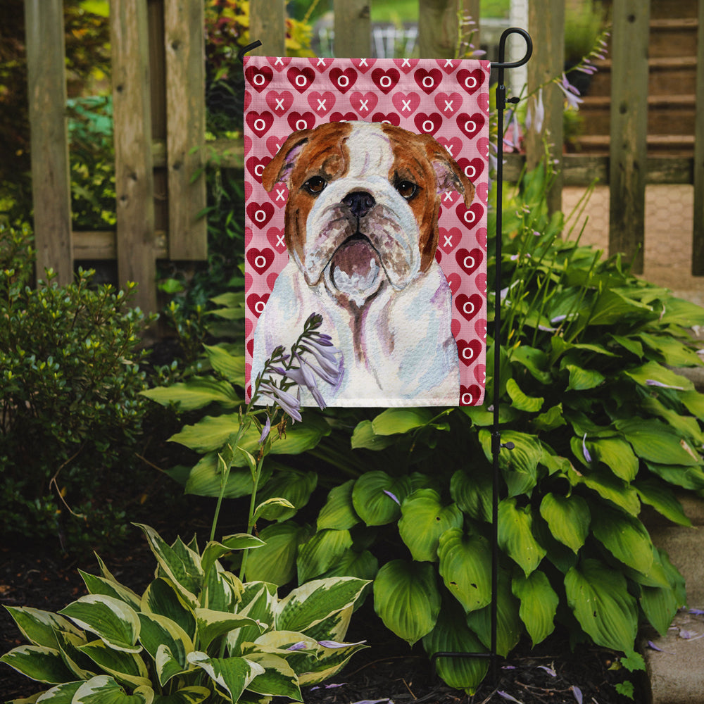 Bulldog English Hearts Love Valentine's Day Flag Garden Size