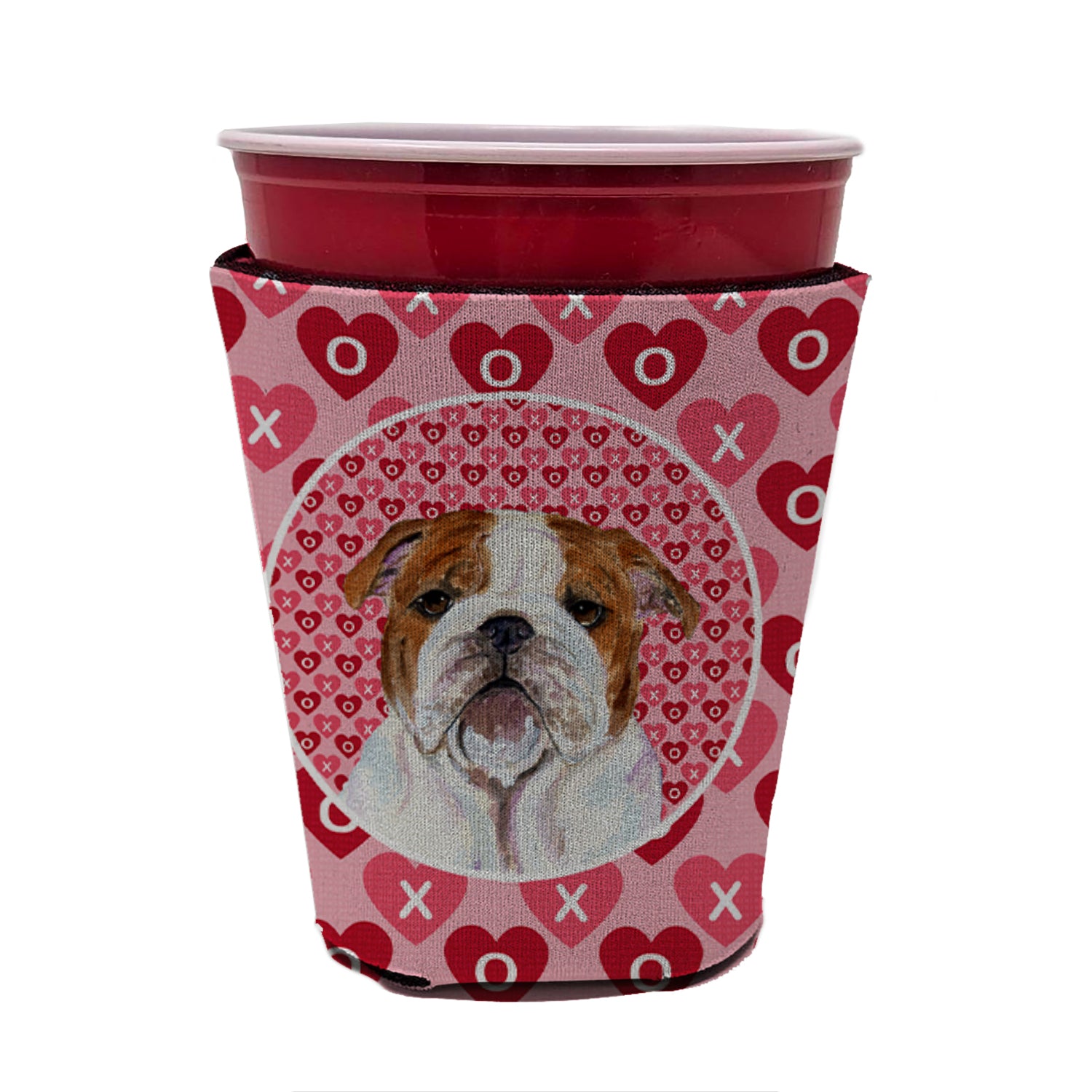 Bulldog English  Red Cup Beverage Insulator Hugger