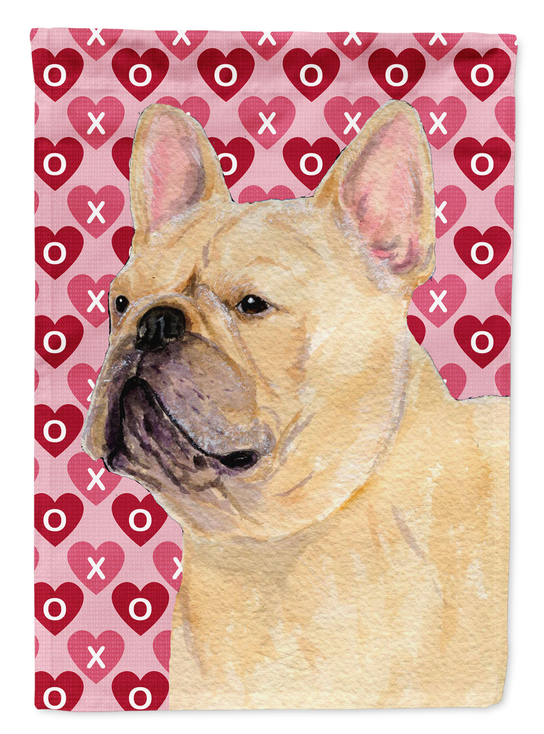 French Bulldog Hearts Love Valentine&#39;s Day Flag Canvas House Size