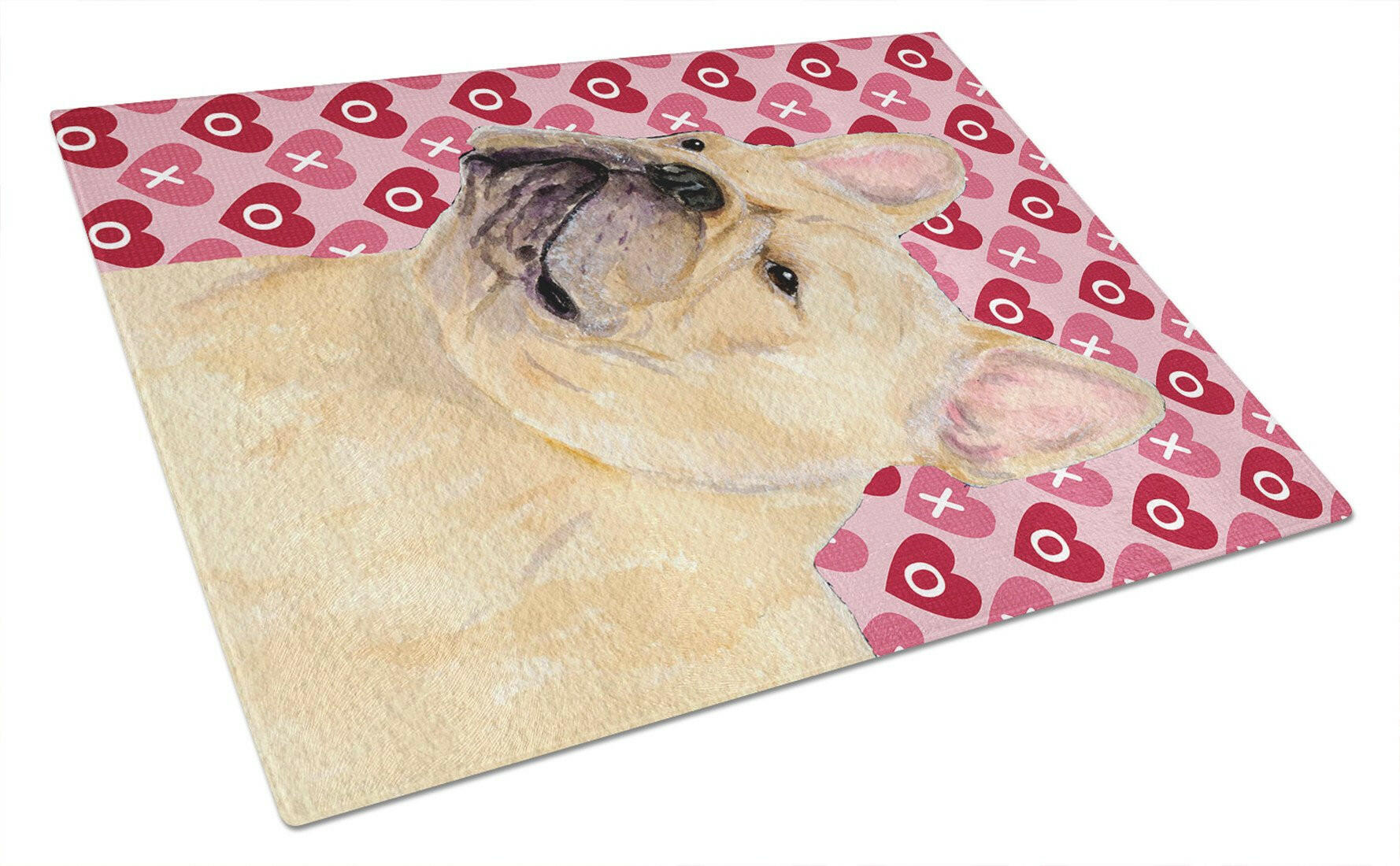 French Bulldog Hearts Love and Valentine's Day Glass Cutting Board Large by Caroline's Treasures