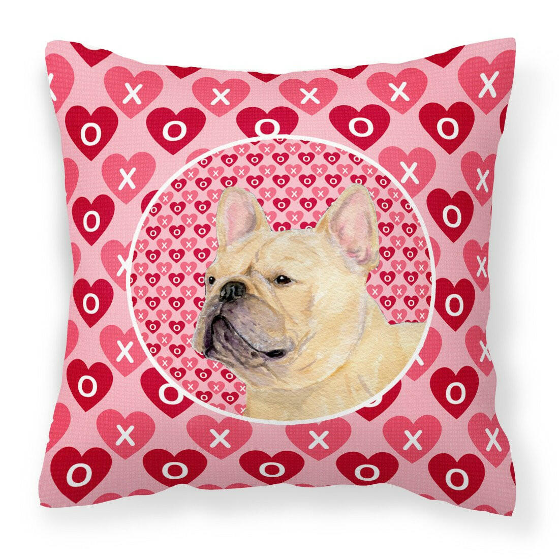 French Bulldog Hearts Love and Valentine's Day Portrait Fabric Decorative Pillow SS4485PW1414 by Caroline's Treasures