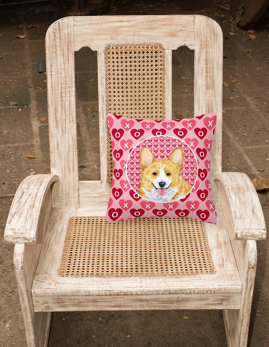 Corgi Hearts Love and Valentine's Day Portrait Fabric Decorative Pillow SS4486PW1414 by Caroline's Treasures