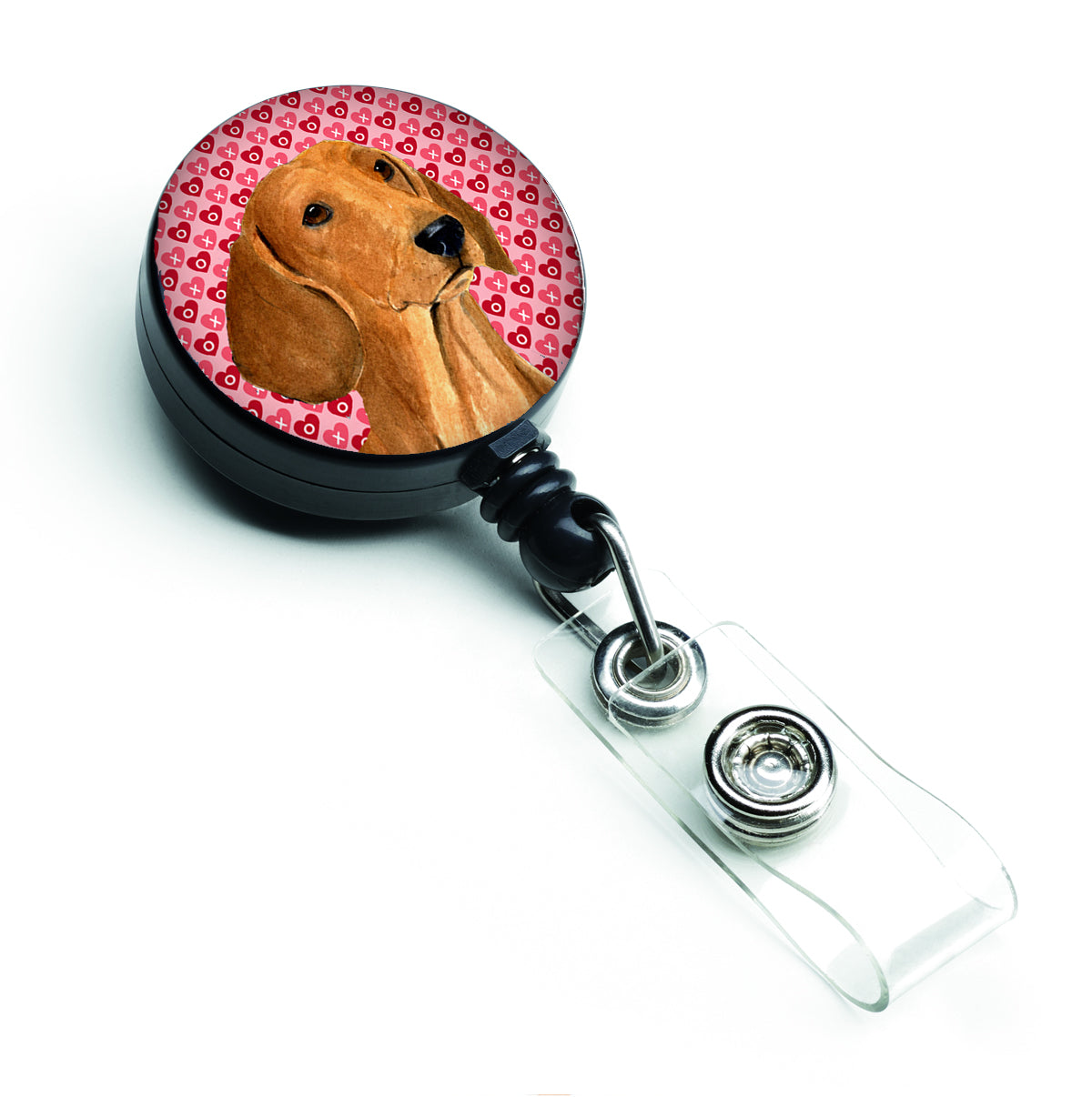 Dachshund Love  Retractable Badge Reel or ID Holder with Clip.