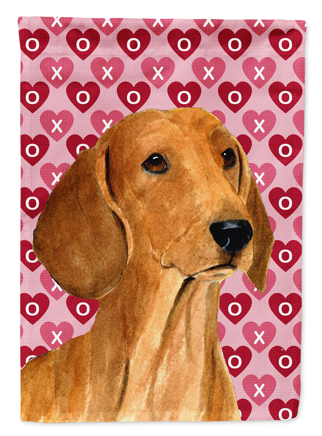 Dachshund Hearts Love Valentine&#39;s Day Flag Canvas House Size  the-store.com.