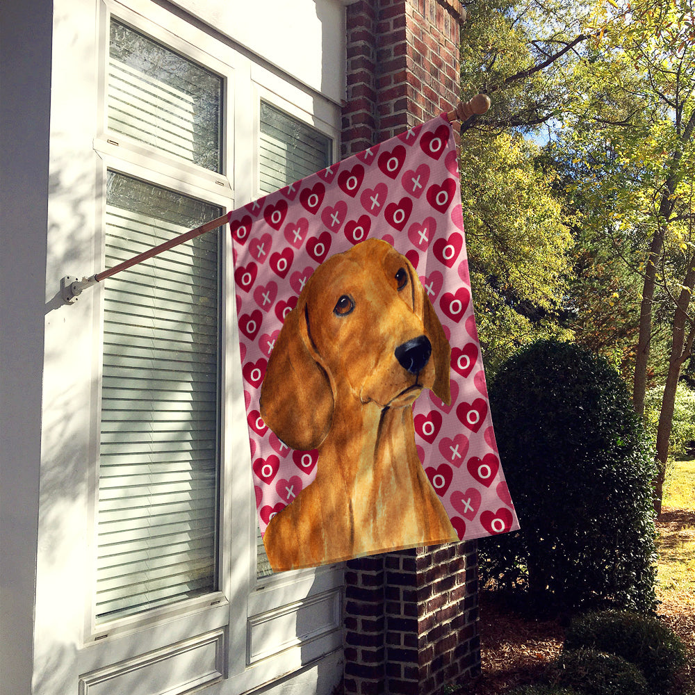Dachshund Hearts Love Valentine's Day Flag Canvas House Size  the-store.com.