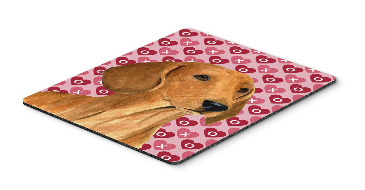 Dachshund Hearts Love and Valentine&#39;s Day Portrait Mouse Pad, Hot Pad or Trivet by Caroline&#39;s Treasures