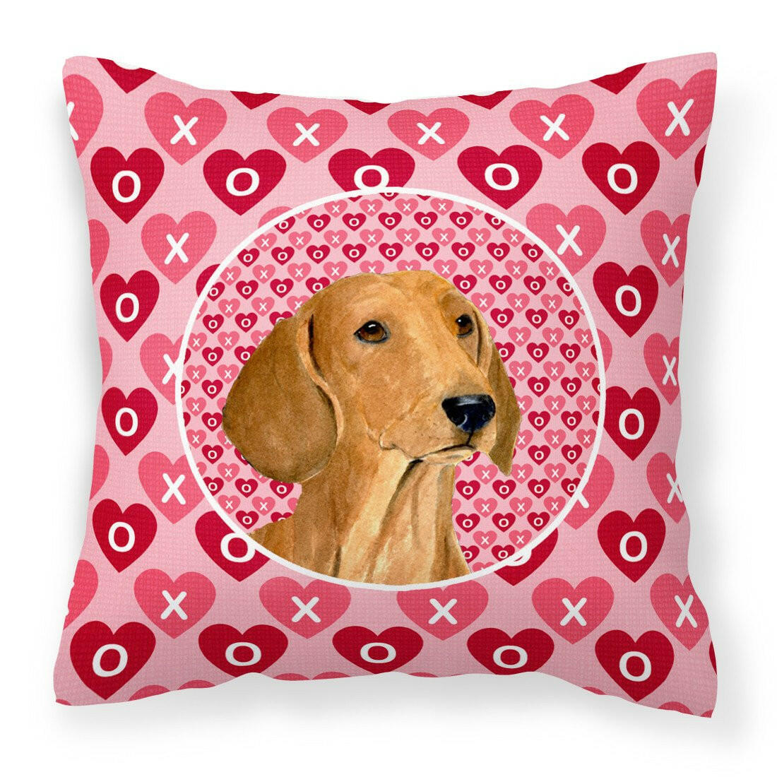 Dachshund Hearts Love and Valentine's Day Portrait Fabric Decorative Pillow SS4487PW1414 by Caroline's Treasures