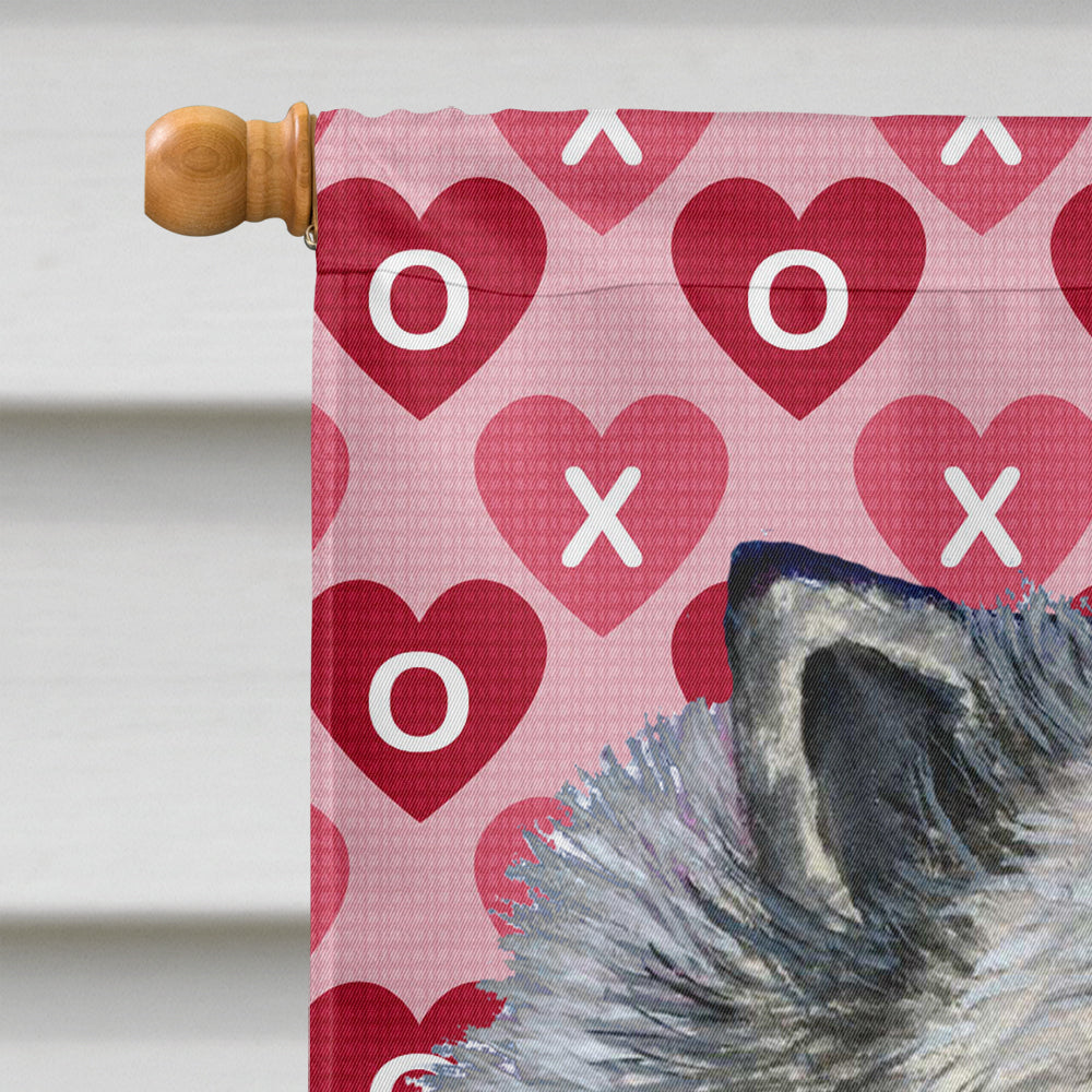 Keeshond Hearts Love and Valentine's Day Portrait Flag Canvas House Size  the-store.com.